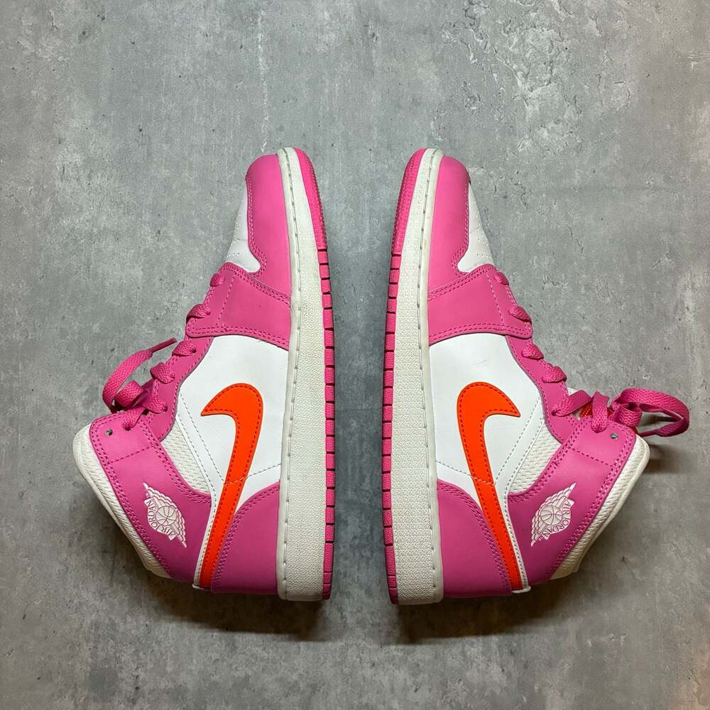 Nike Air Jordan 1 Mid GS Hot Pink Orange Size 6Y women 7.5